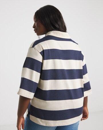 Simply Be Navy & Ecru Stripe Rugby Top
