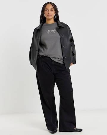 Charcoal Skeleton Embroidery T-Shirt