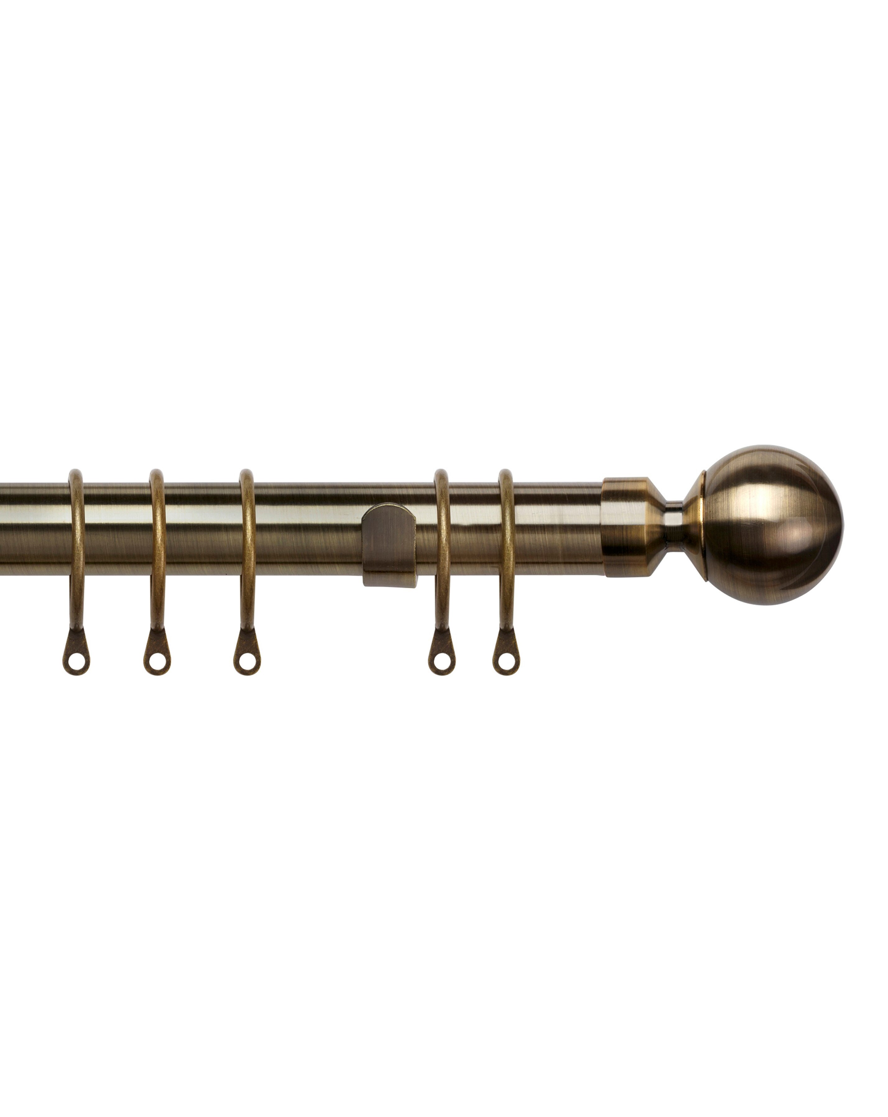 25-28mm Ball Extendable Curtain Pole - Antique Brass