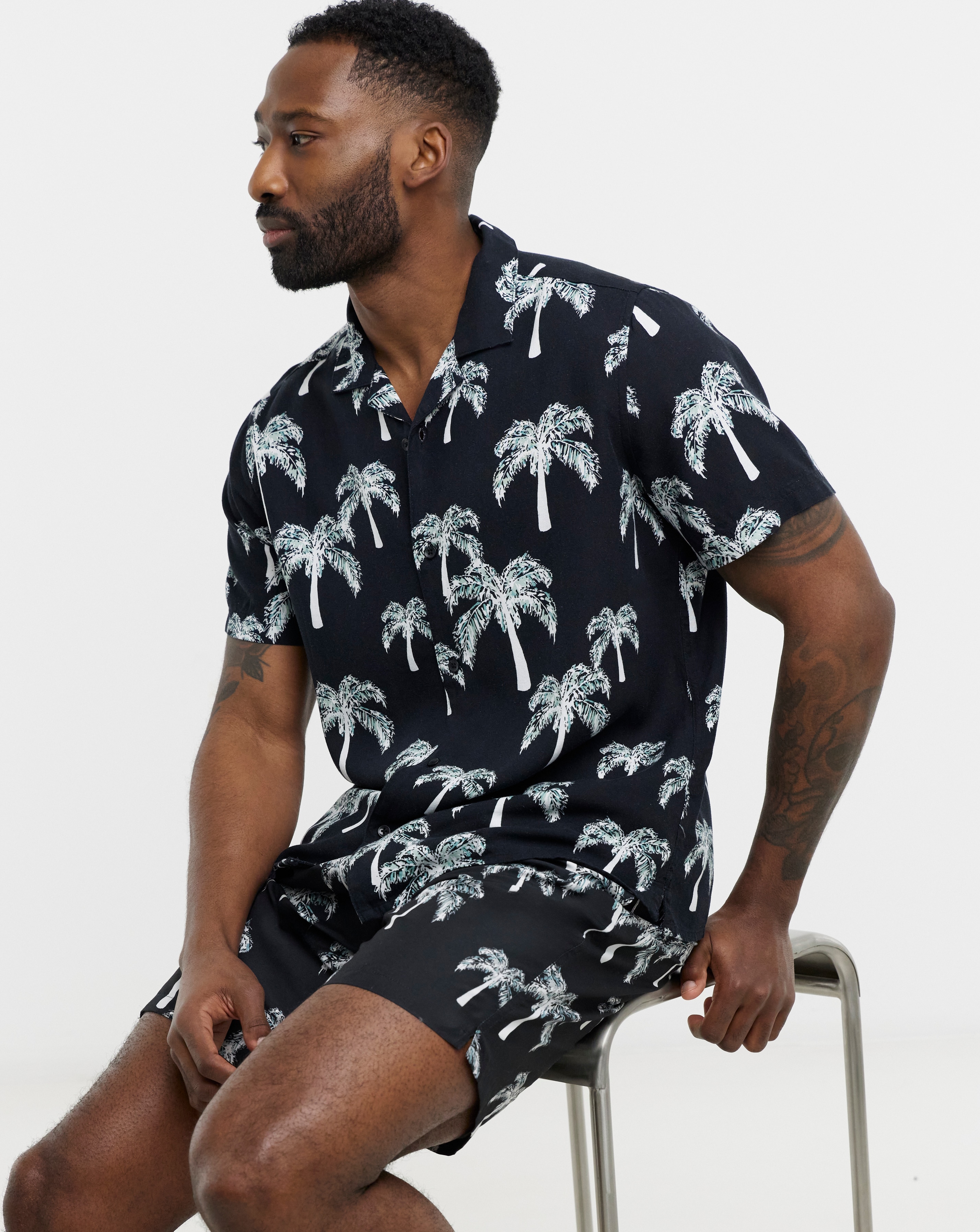 Mono Palm Print Co-ord Shirt