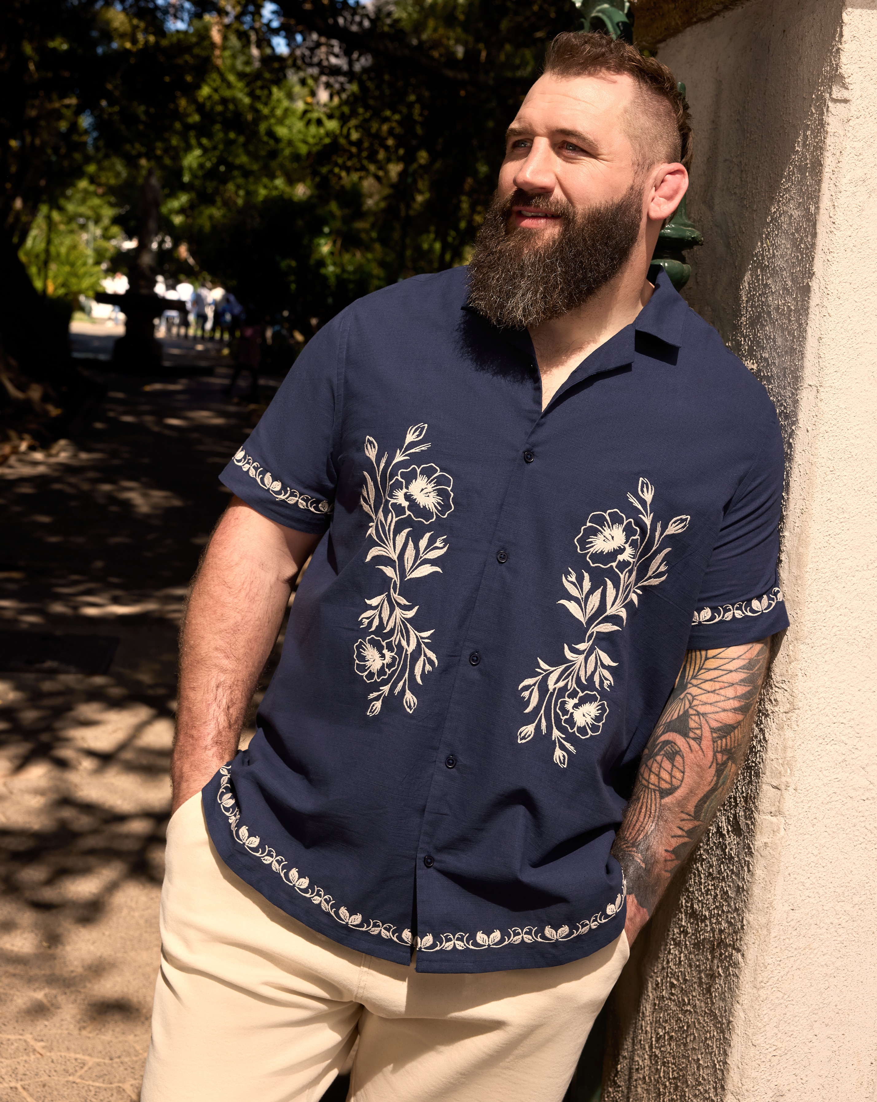Navy Embroidered Shirt