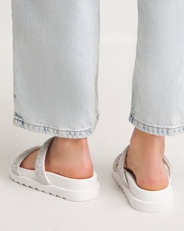 Simply Be Kitty Diamante Slider Mule Sandals - Wide Fit (E)