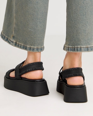 Pixie Ruched Strapped Flatform Sandals Extra Wide EEE Fit Simply Comfort