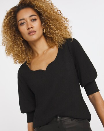 Textured Sweetheart Neck Top