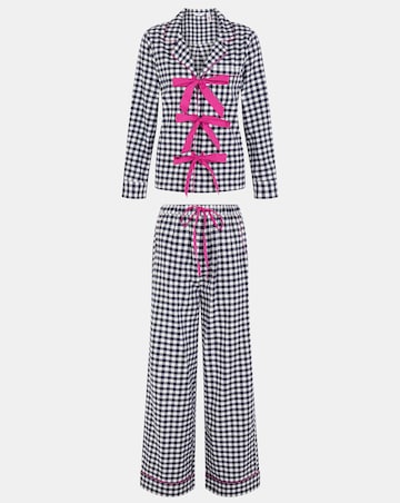 Accessorize Bow Gingham Long Pyjamas Set