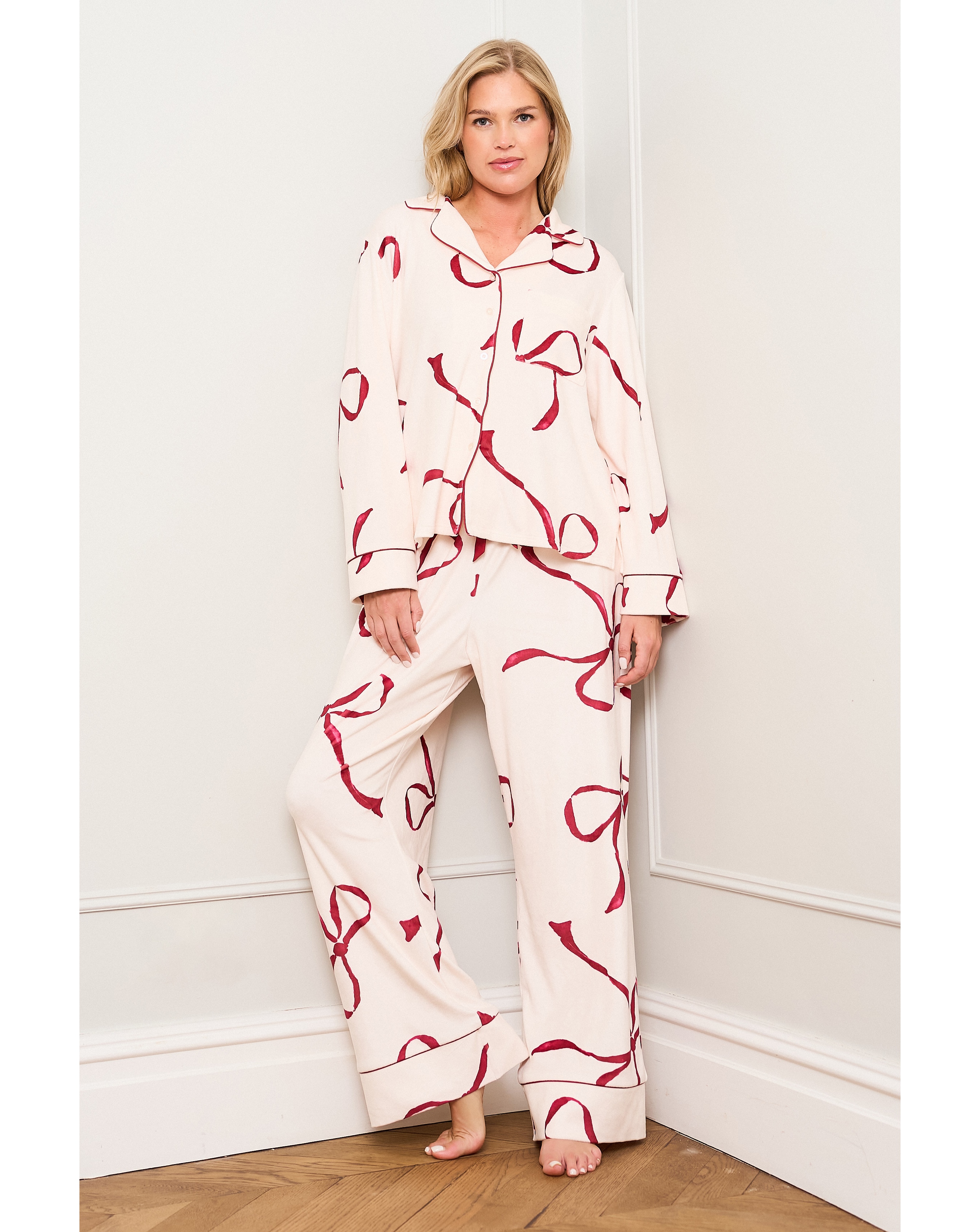 Burgundy Bow Print Pyjama
