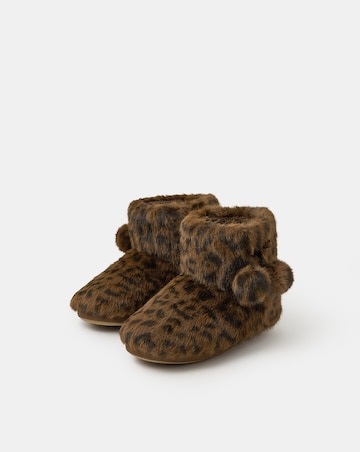 Accessorize Fluffy Leopard Slipper Boots