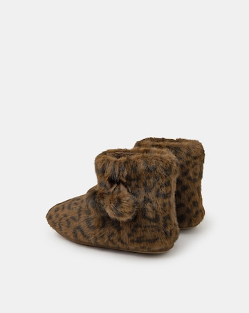 Accessorize Fluffy Leopard Slipper Boots