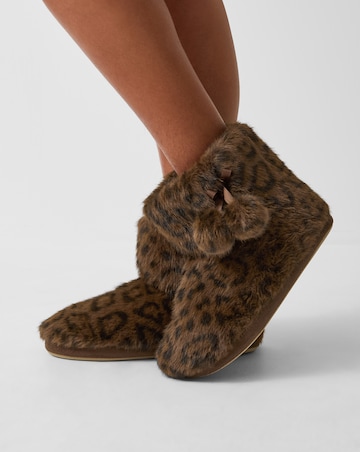 Accessorize Fluffy Leopard Slipper Boots