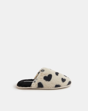 Accessorize Heart Fluffy Mule Slippers