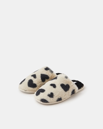 Accessorize Heart Fluffy Mule Slippers