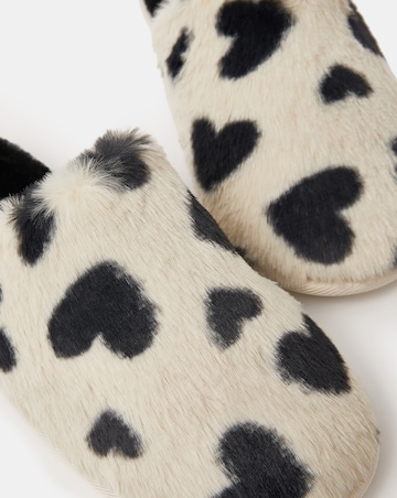 Accessorize Heart Fluffy Mule Slippers