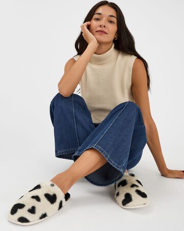 Accessorize Heart Fluffy Mule Slippers