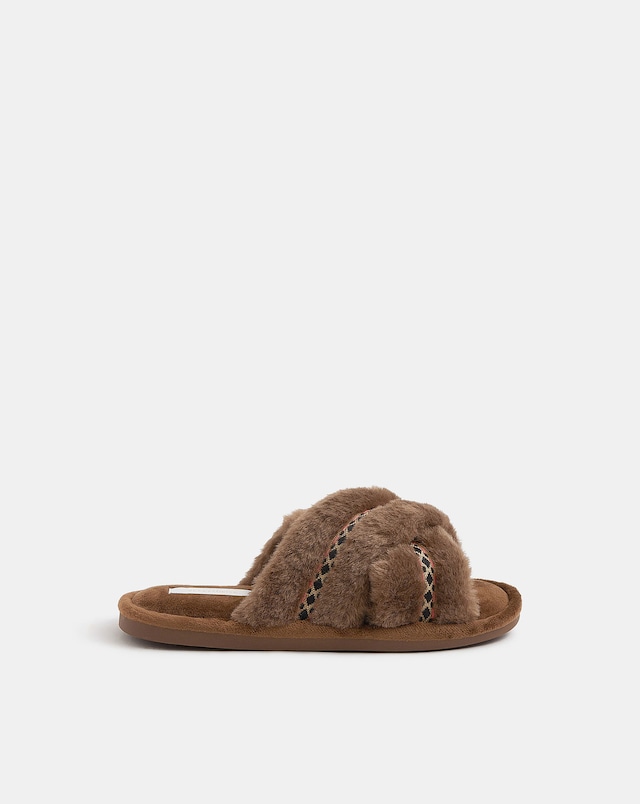 Accessorize Fluffy Braid Slide Slippers