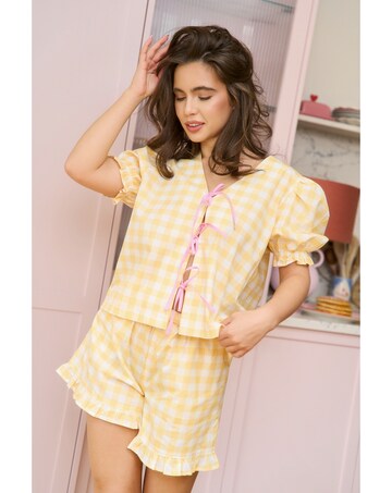 JimJamTheLabel Gingham Tie Shorty Set