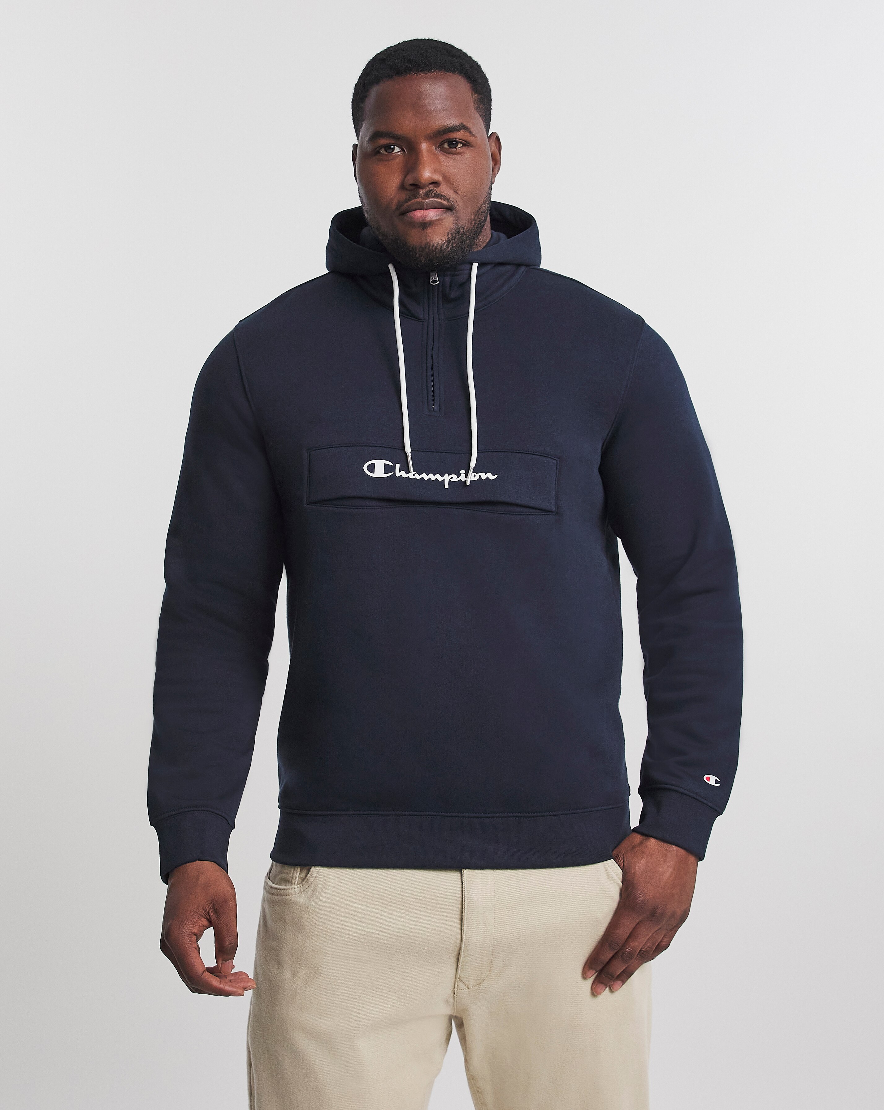 champion hooded half zip top
