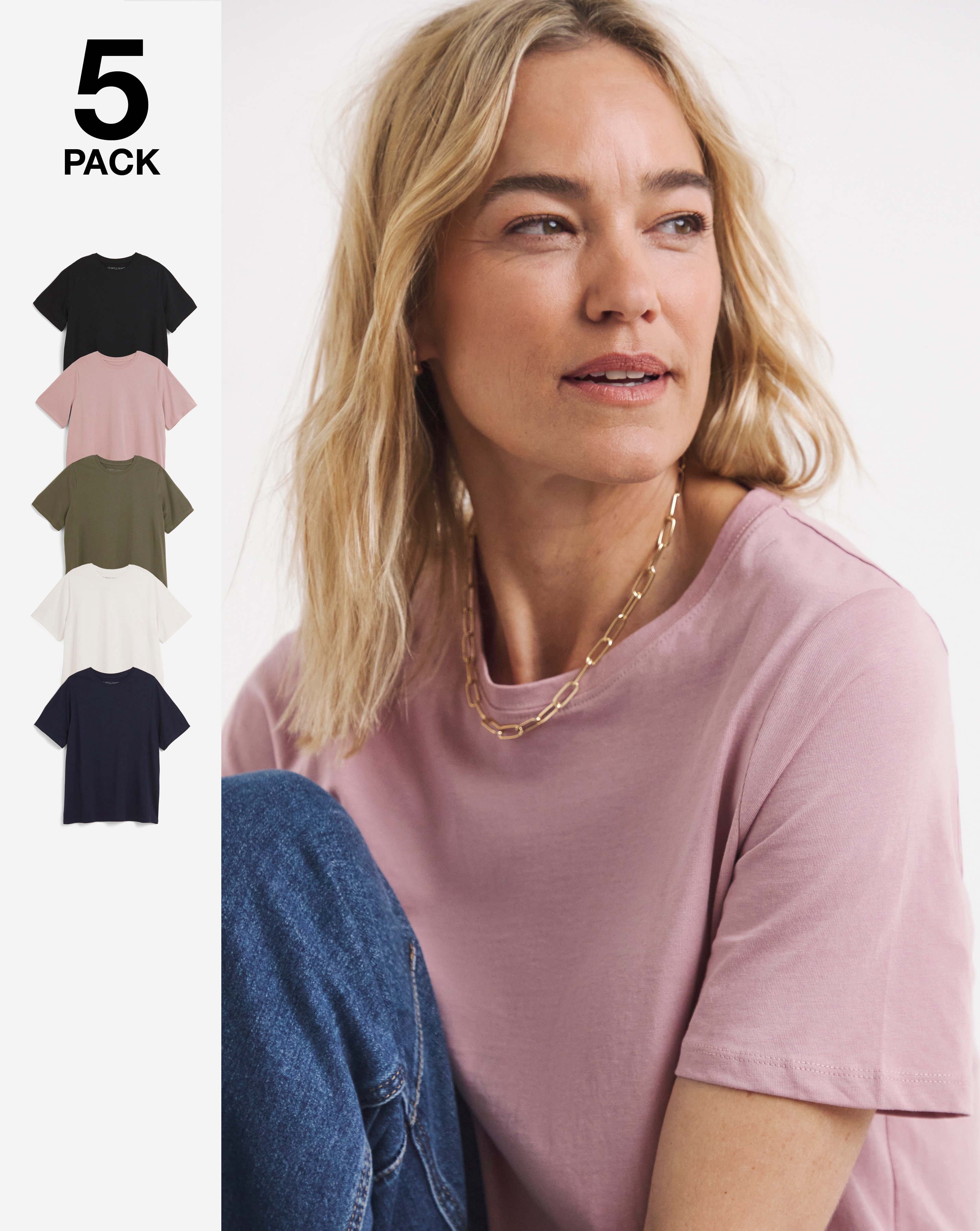 5 Pack Crew Neck Short Sleeve T-Shirt