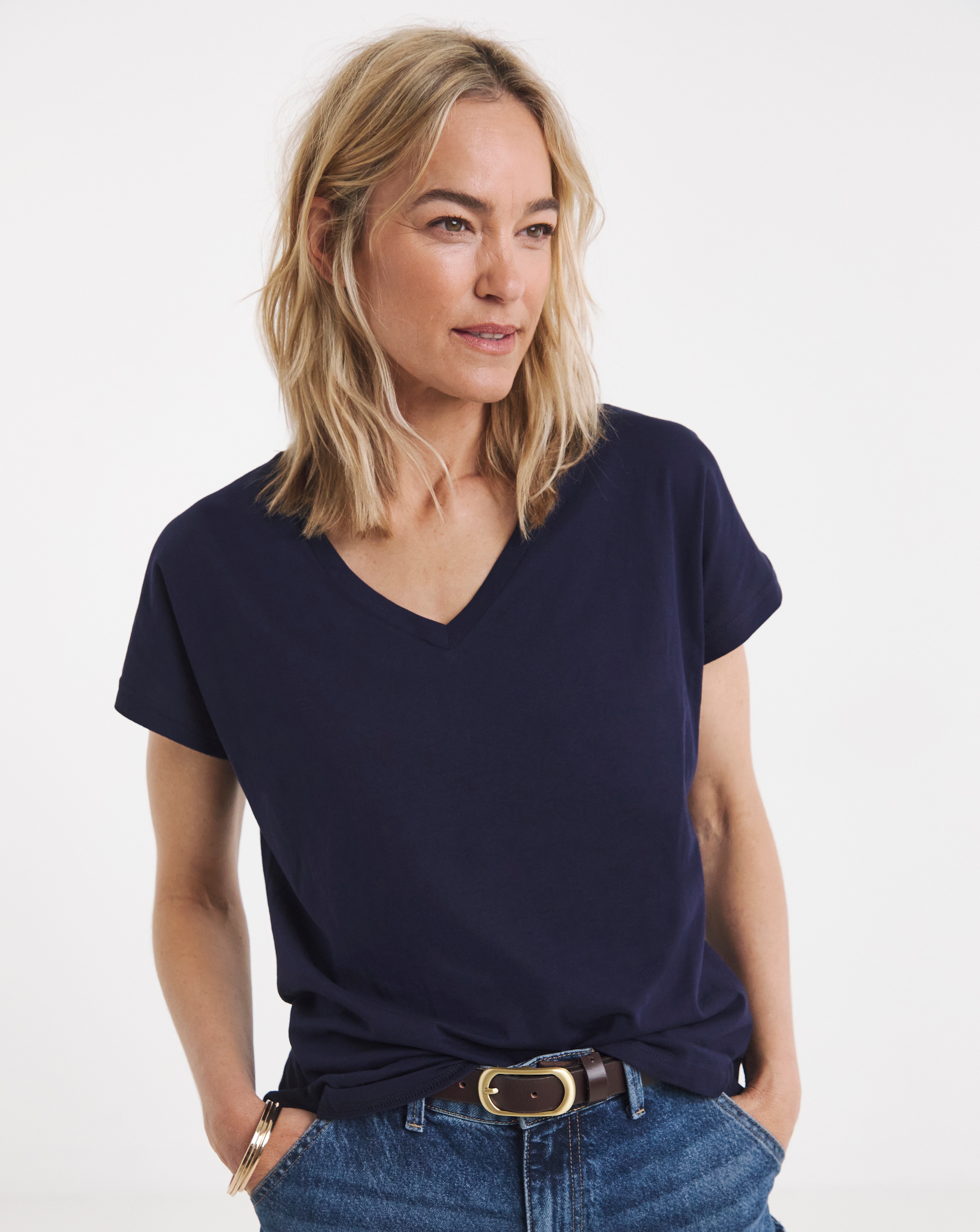 Navy V-Neck Short Sleeve T-Shirt