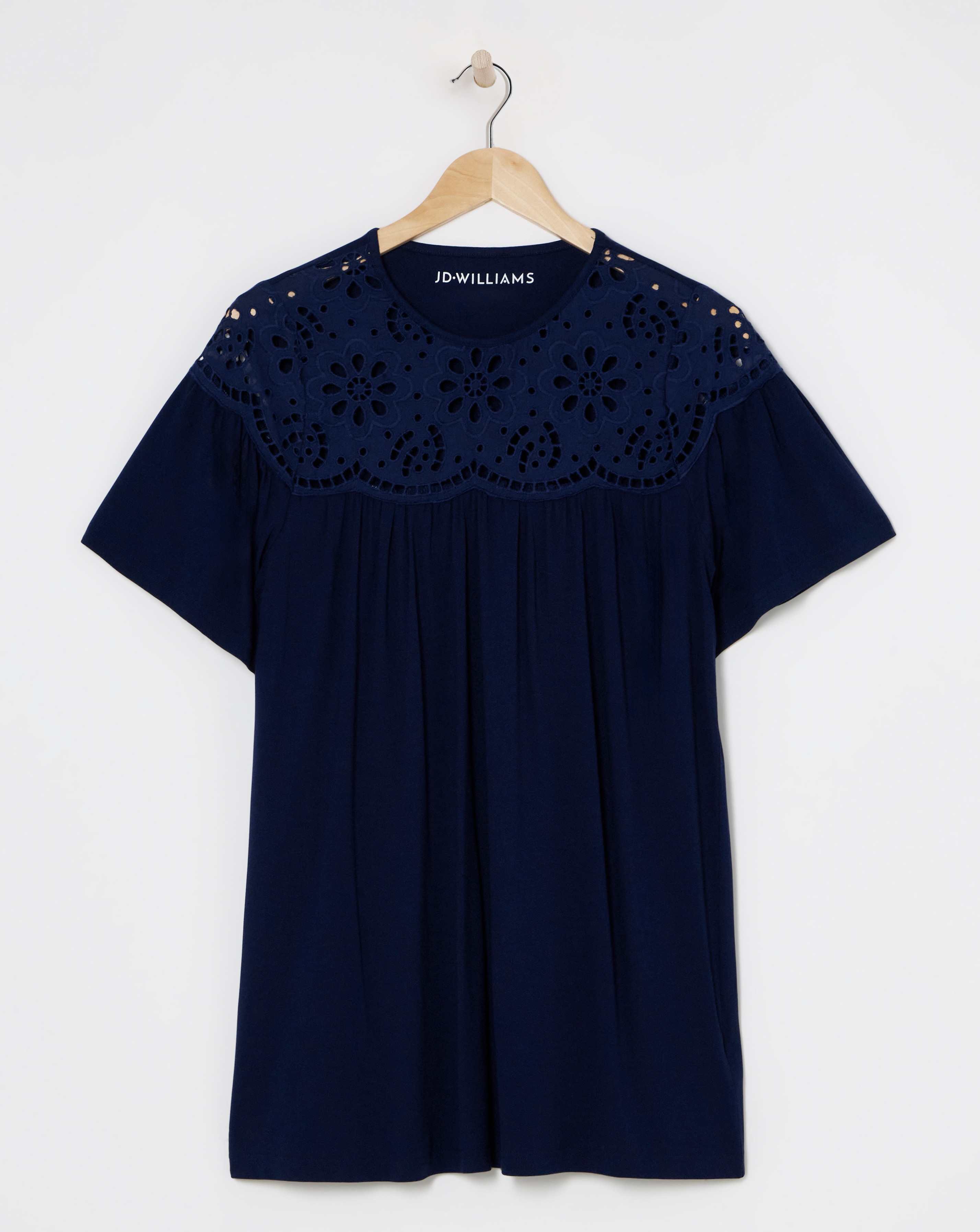 Navy Angel Sleeve Longline Top