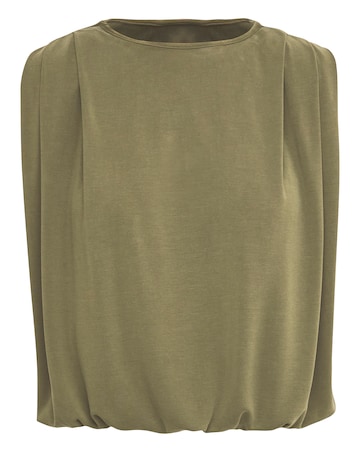 Anthology Khaki Modal Shoulder Pad Top