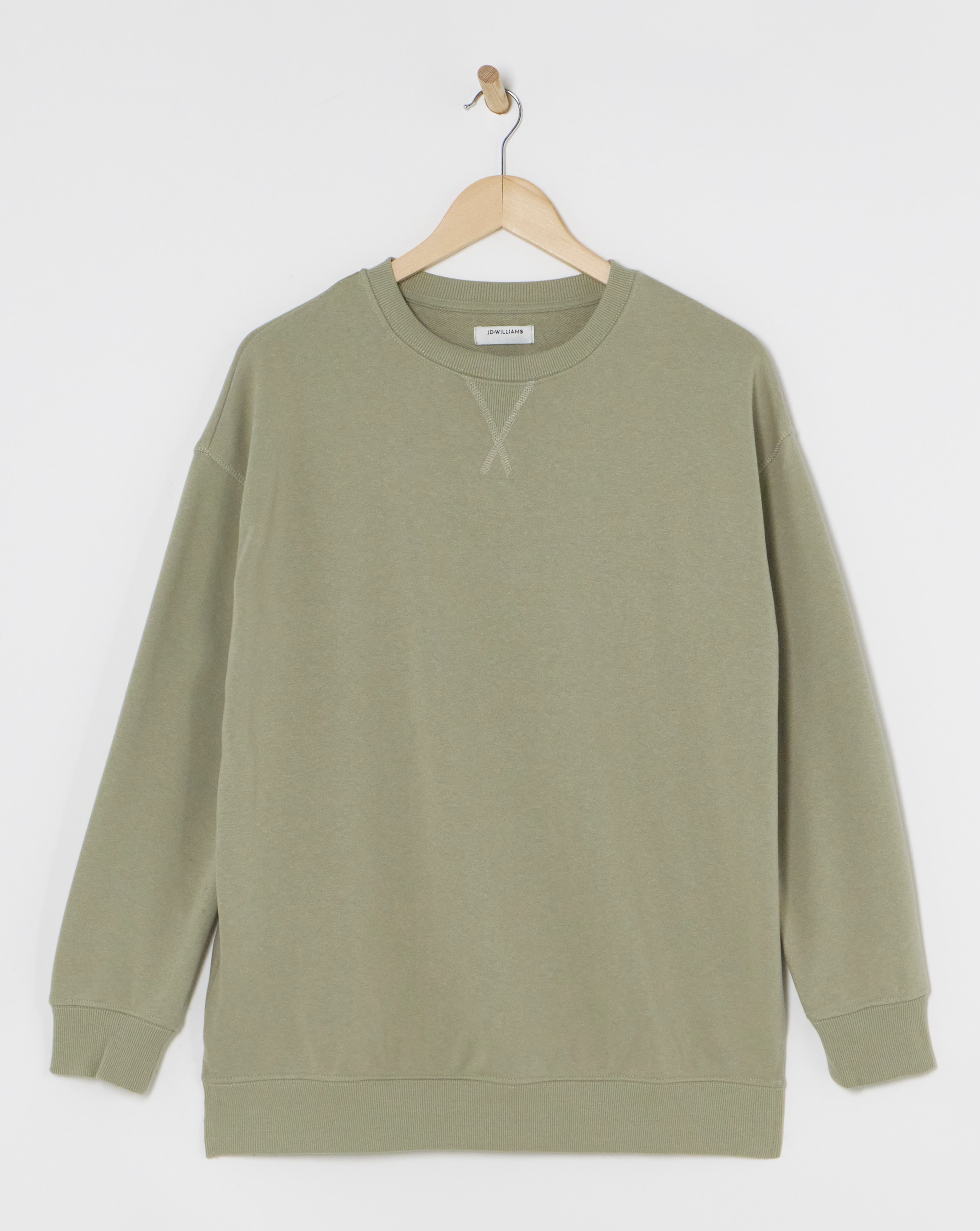 Beige Split Hem Crew Neck Sweatshirt