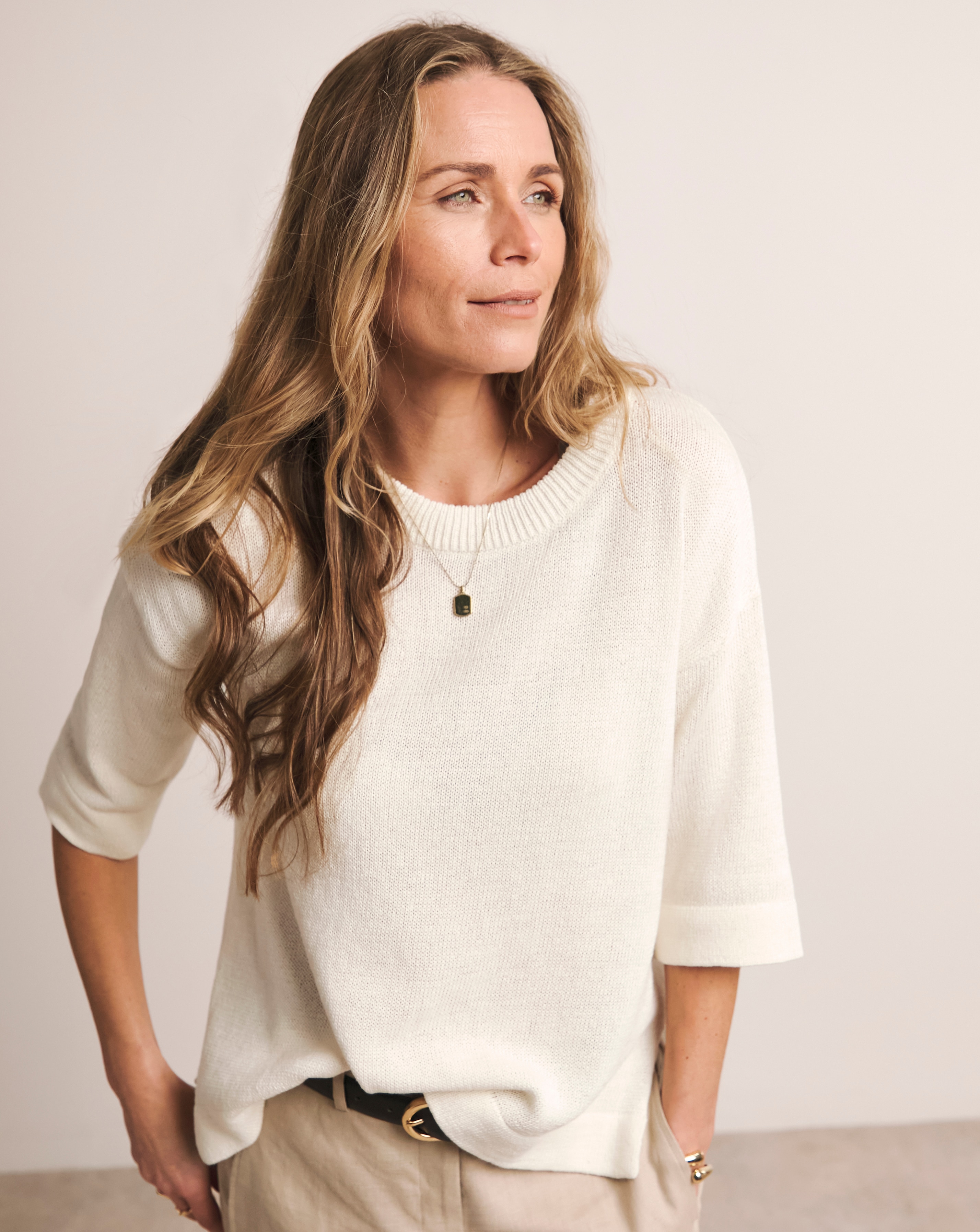 LOOSE STITCH LINEN BOXY SHORT SLEEVE