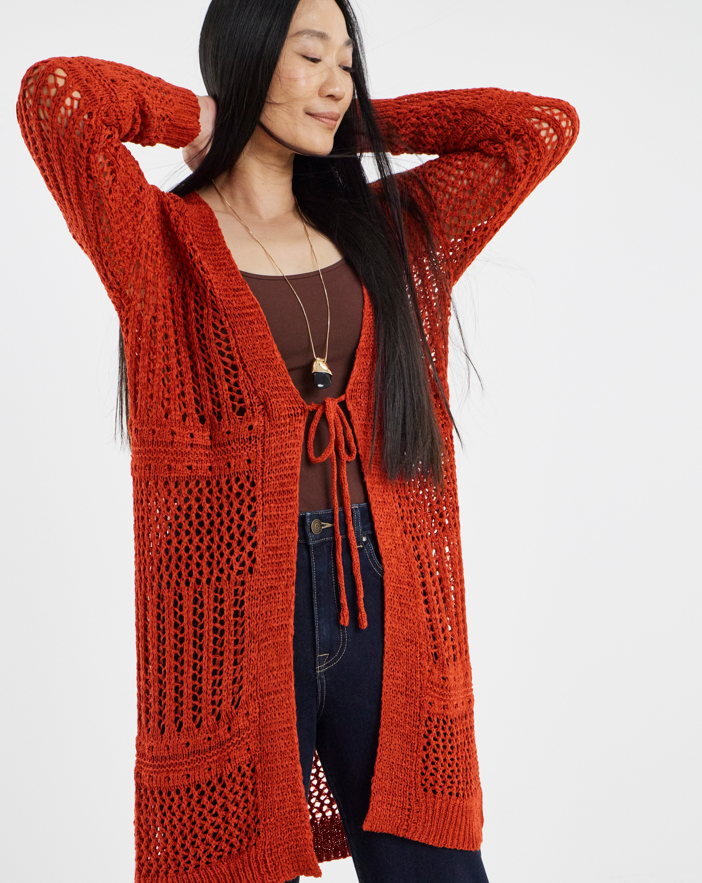 TIE FRONT MAXI CARDIGAN