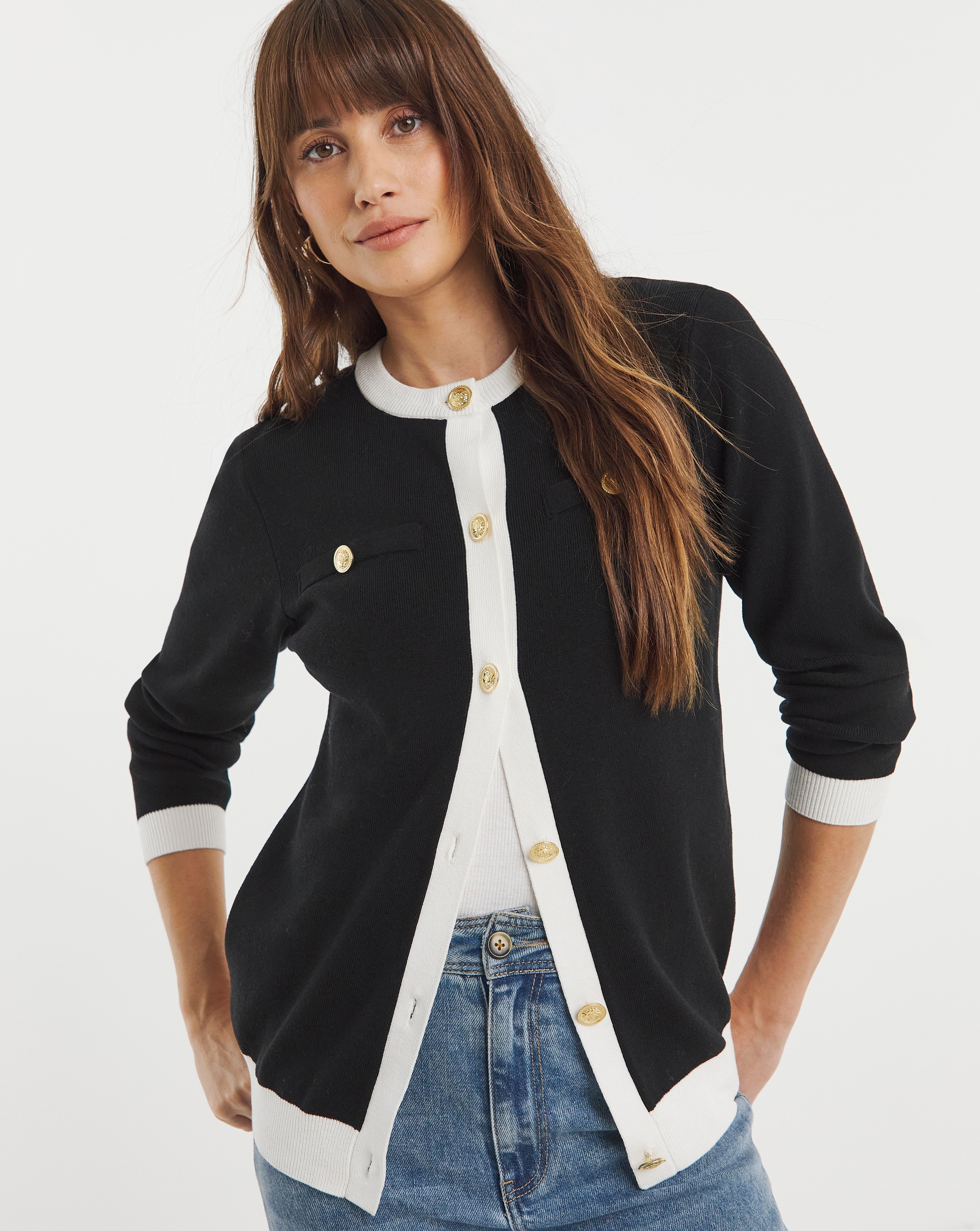 BOXY CARDIGAN CONTRAST TRIM