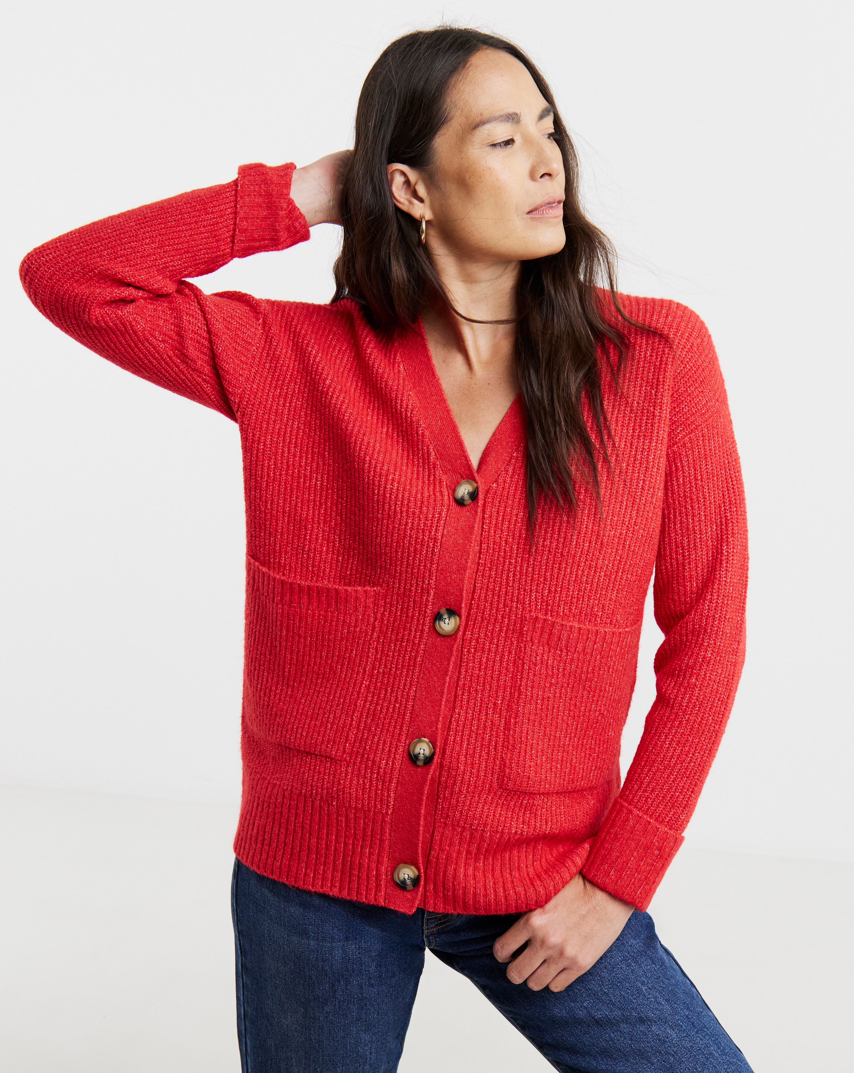 SPONGE BUTTON RIB CARDIGAN