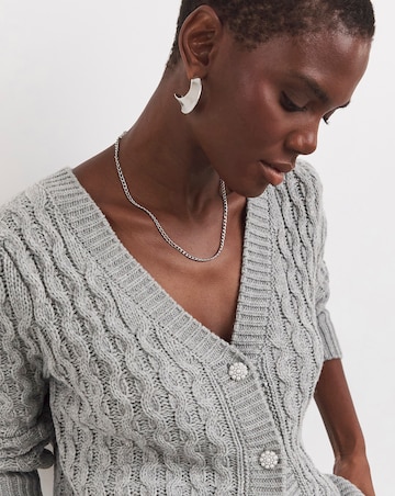 Cable Pearl Button Cardigan