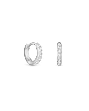 Simply Silver Sterling Silver 925 Cubic Zirconia Mini 10mm Hoop Earrings