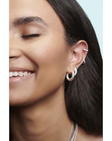 Simply Silver Sterling Silver 925 Cubic Zirconia Mini 10mm Hoop Earrings