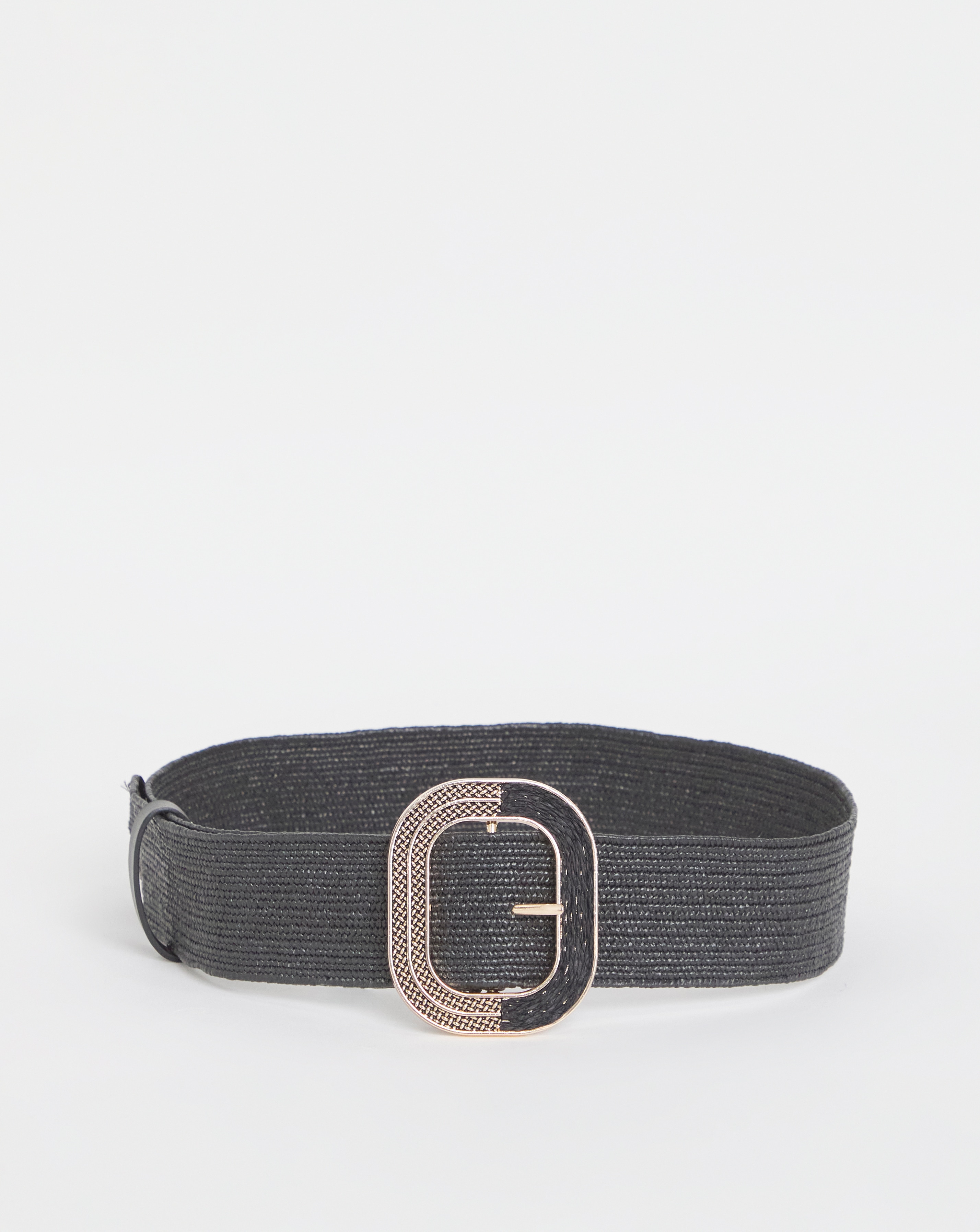 Black Raffia Stretch Belt