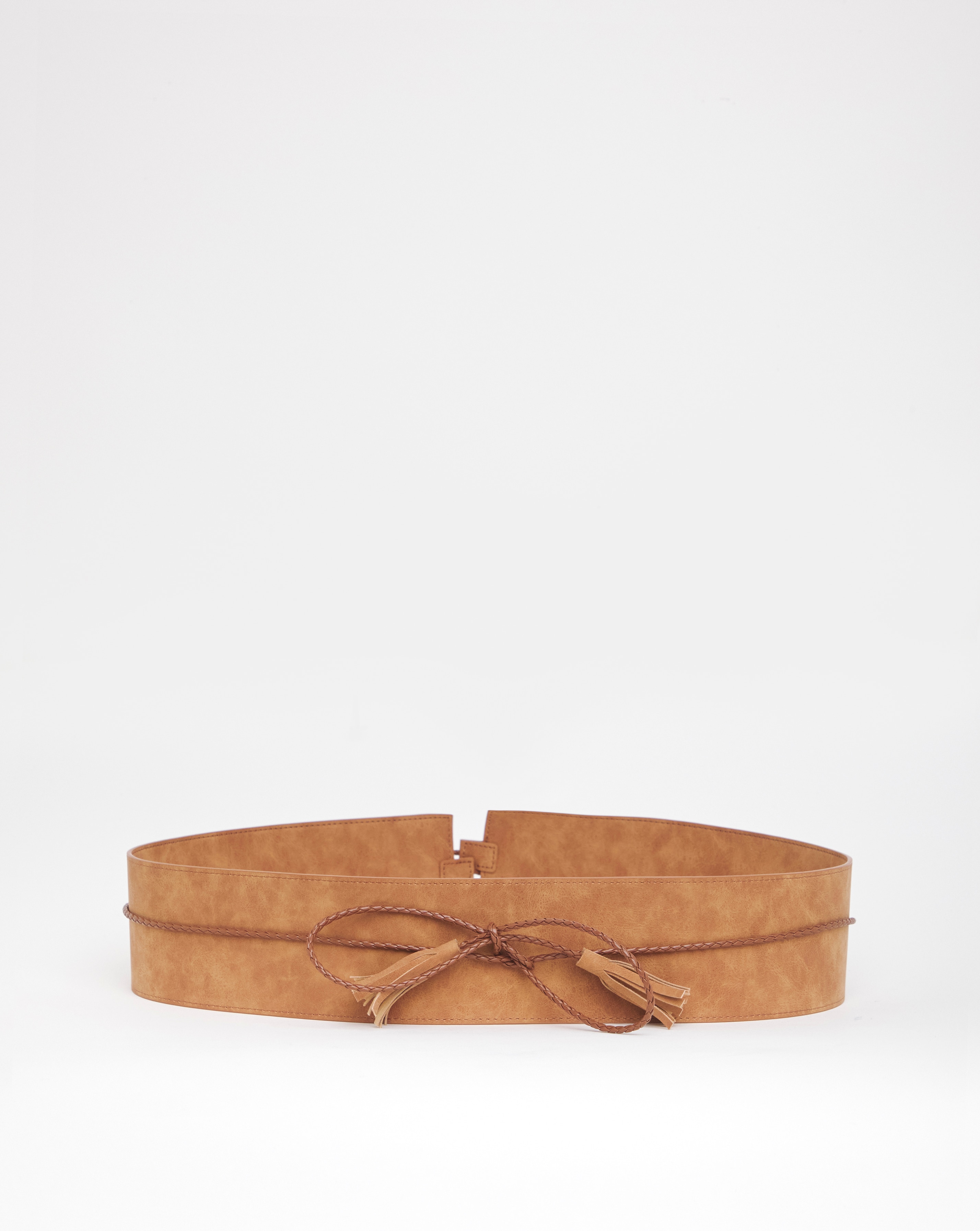 Tan Tassle Tie Waist Belt