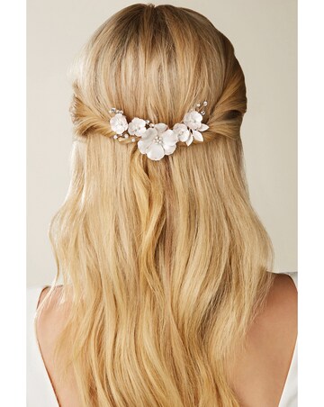 Jon Richard Rose Gold Plated Mabel Pink Flower And Pearl Clip