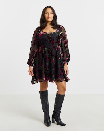 Simply Be Floral Burnout Lace Trim Dress