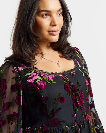 Simply Be Floral Burnout Lace Trim Dress