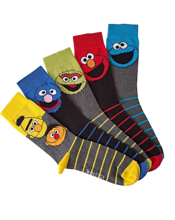 Mens 5pk Sesame St Socks