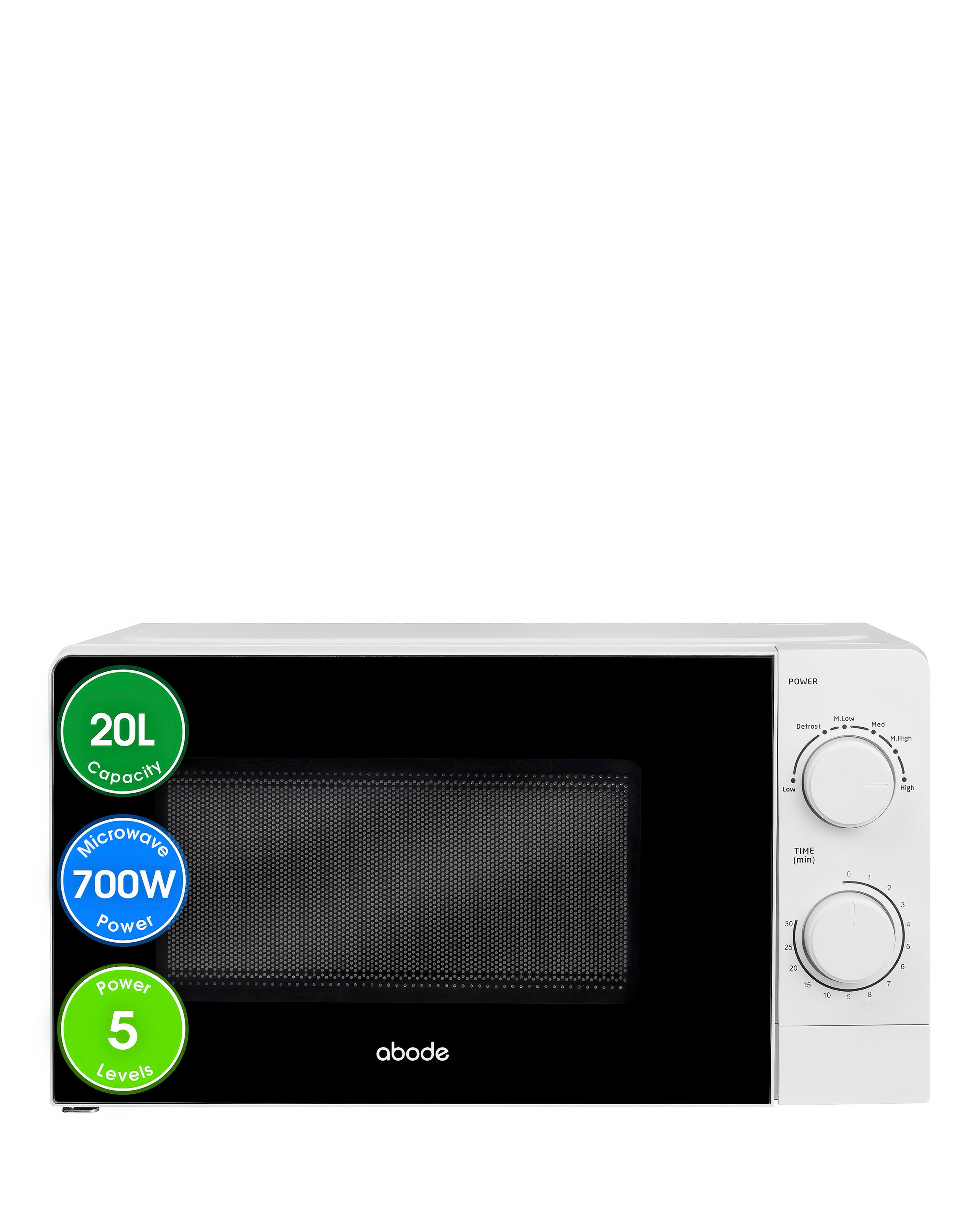 Abode 20 Litre White Manual Microwave