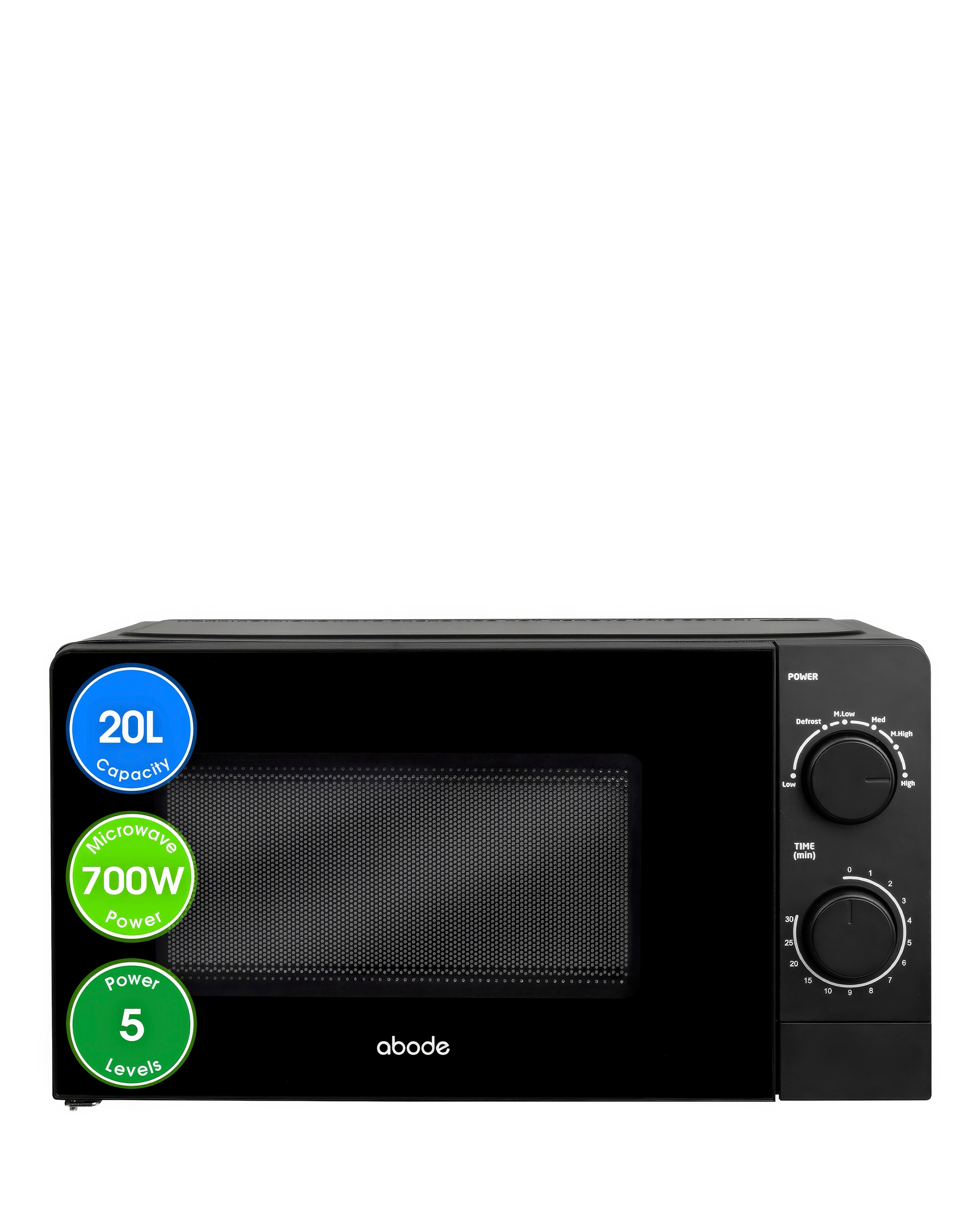 Abode 20 Litre Black Manual Microwave