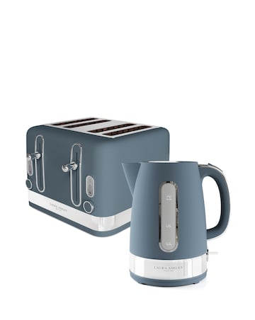 Laura Ashley 1.7L Jug Kettle + 4 Slice Toaster - Dark Slate