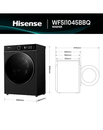 Hisense KitchenFit 5i Series WF5I1045BBQ 10.5kg Washing Machine - Black