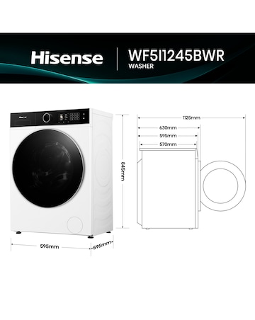 Hisense KitchenFit 5i Series WF5I1245BWR 12kg Washing Machine - White