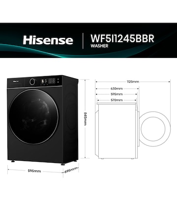 Hisense KitchenFit 5i Series WF5I1245BBR 12kg Washing Machine - Black