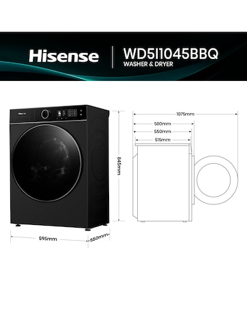 Hisense KitchenFit 5i Series WD5I1045BBQ 10.5kg/6kg Washer Dryer - Black