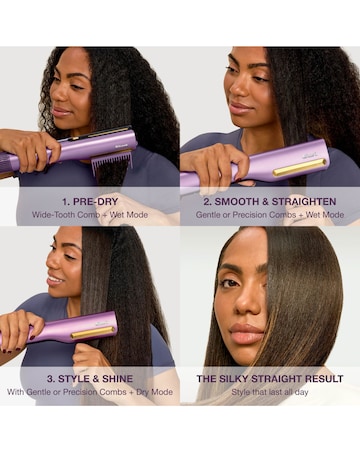 Shark SilkiPro Straight Hair Straightener + Dryer in One Tool HT401UKPU Purple