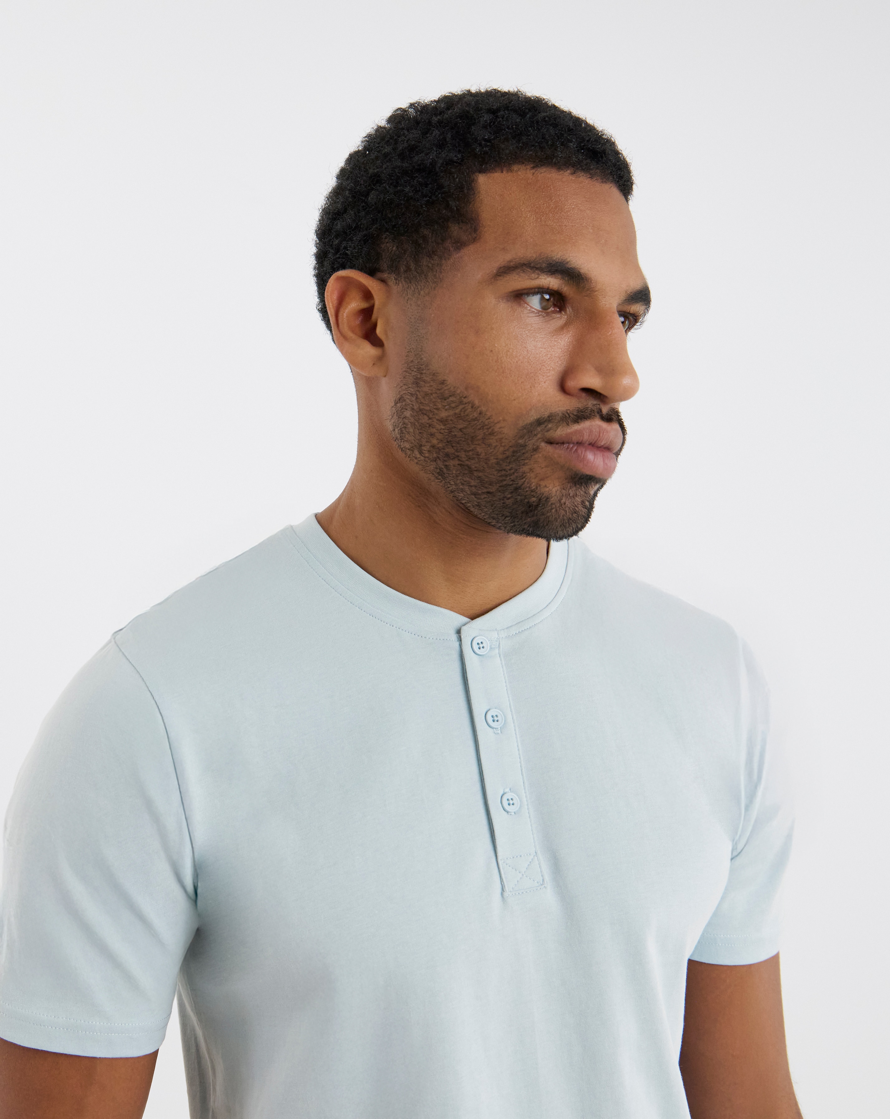 New In - Pure Cotton Grandad T-Shirt Long- Blue