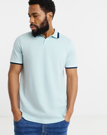 Tipped Pique Polo Shirt Long- Blue