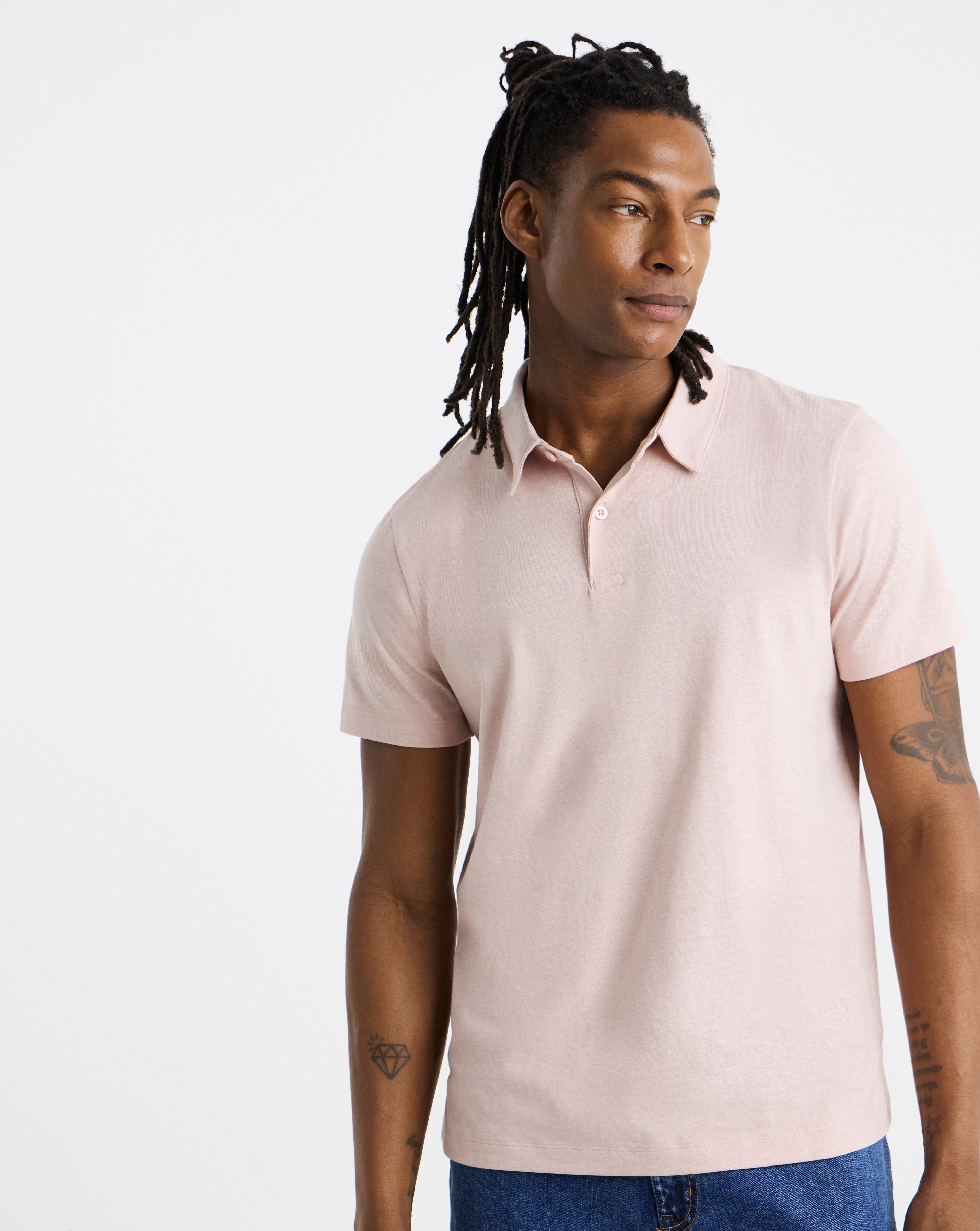 Marl Jersey Polo Shirt Long