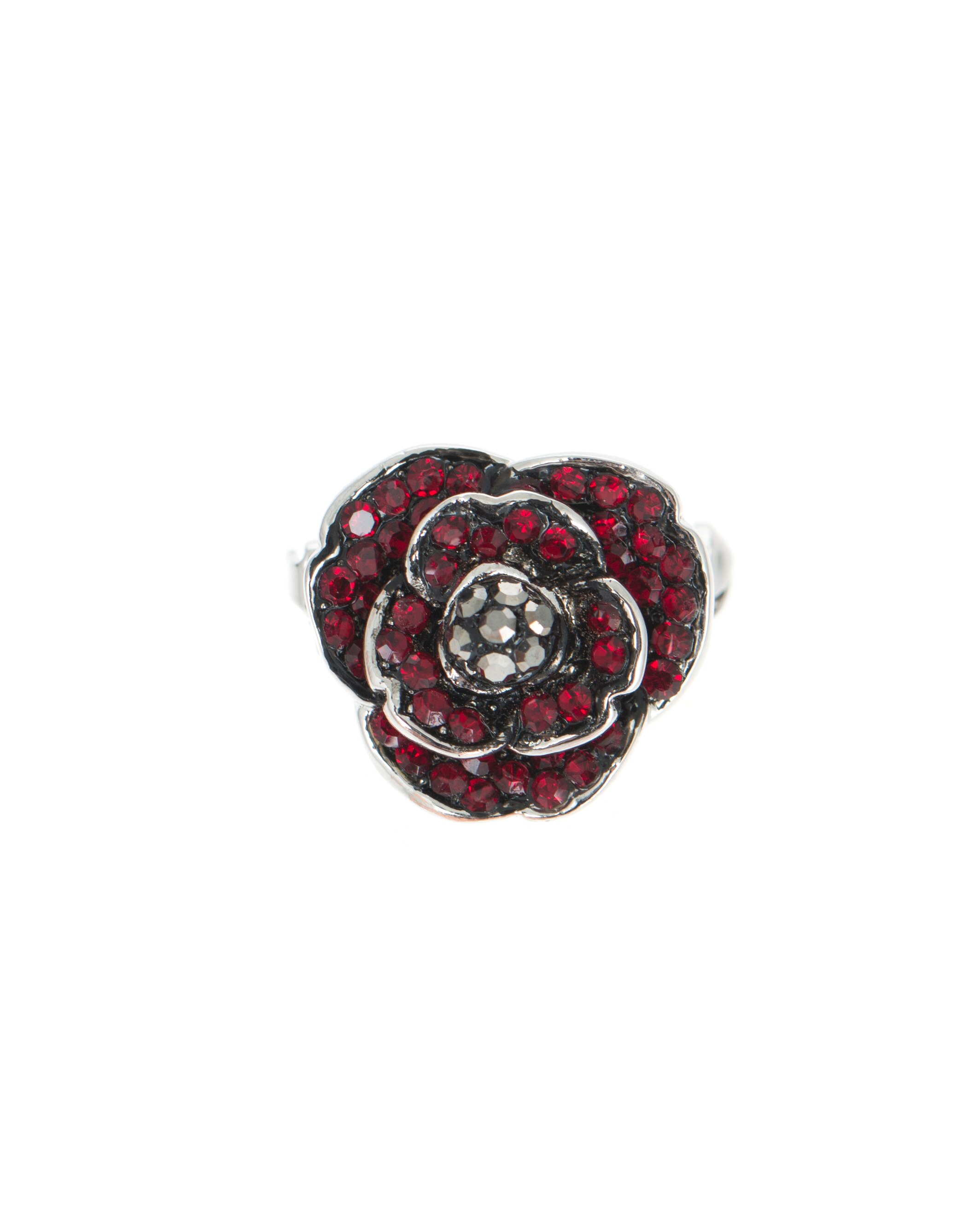 Rhodium plated crystal Poppy lapel
